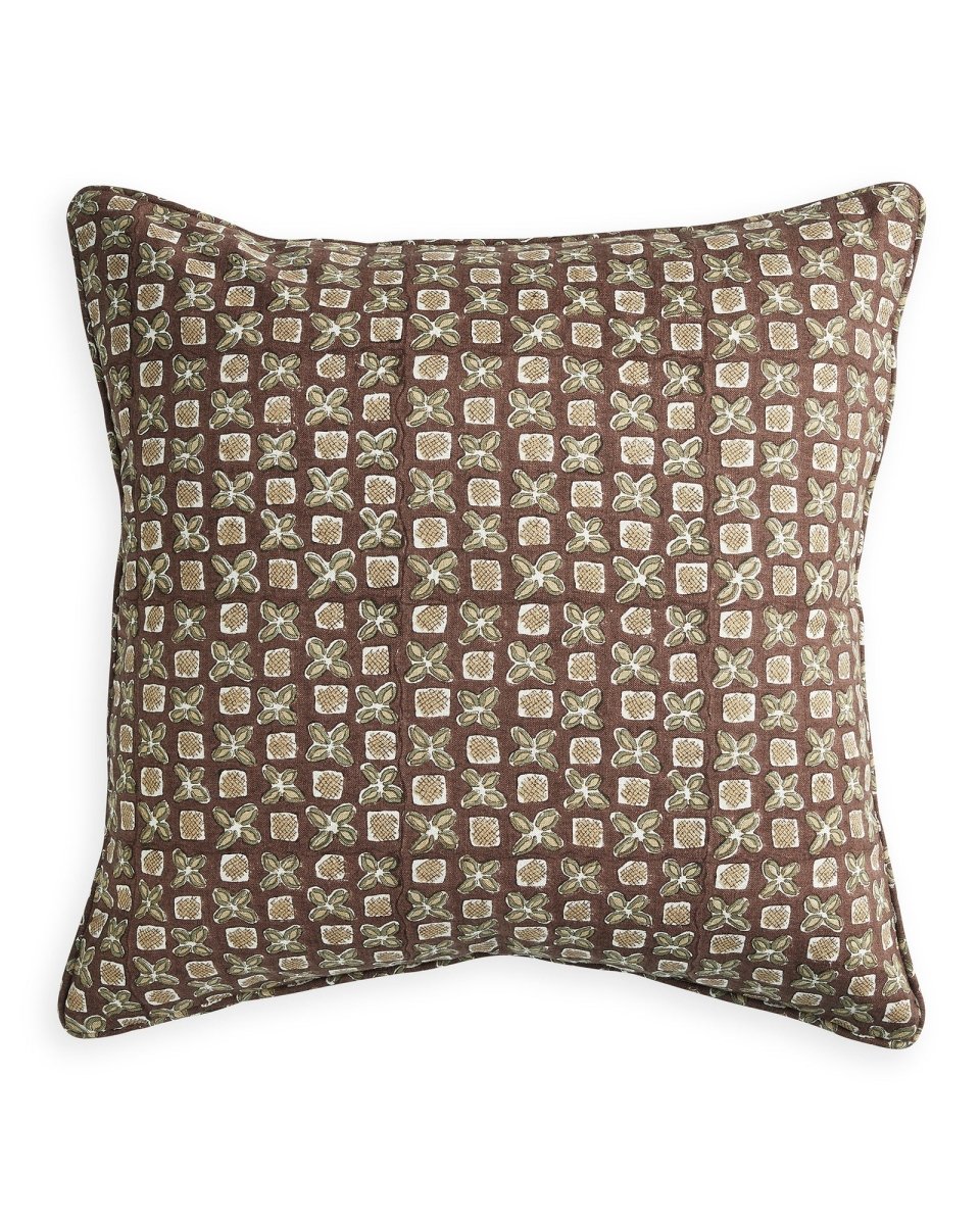 Block Printed Linen Cushion 50 x 50 cm - Homebody Denver