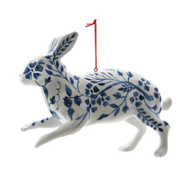 Chinoiserie Hare Ornament White Blue - Homebody Denver