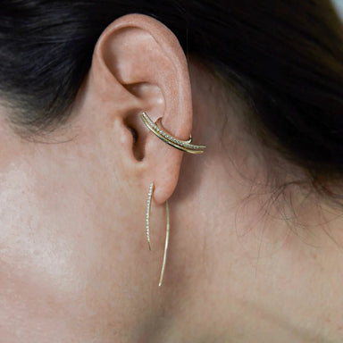 Gabriela Artigas Single Medium Infinite Tusk Earring in 14K Yellow Gold with Pavé Diamonds - Homebody Denver
