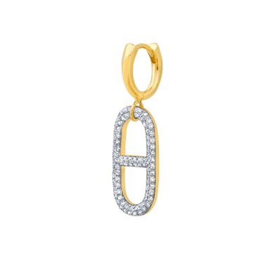 Gabriela Artigas Single Stirrup Link with White Pave Diamonds on 14K Colmillo Huggie - Homebody Denver
