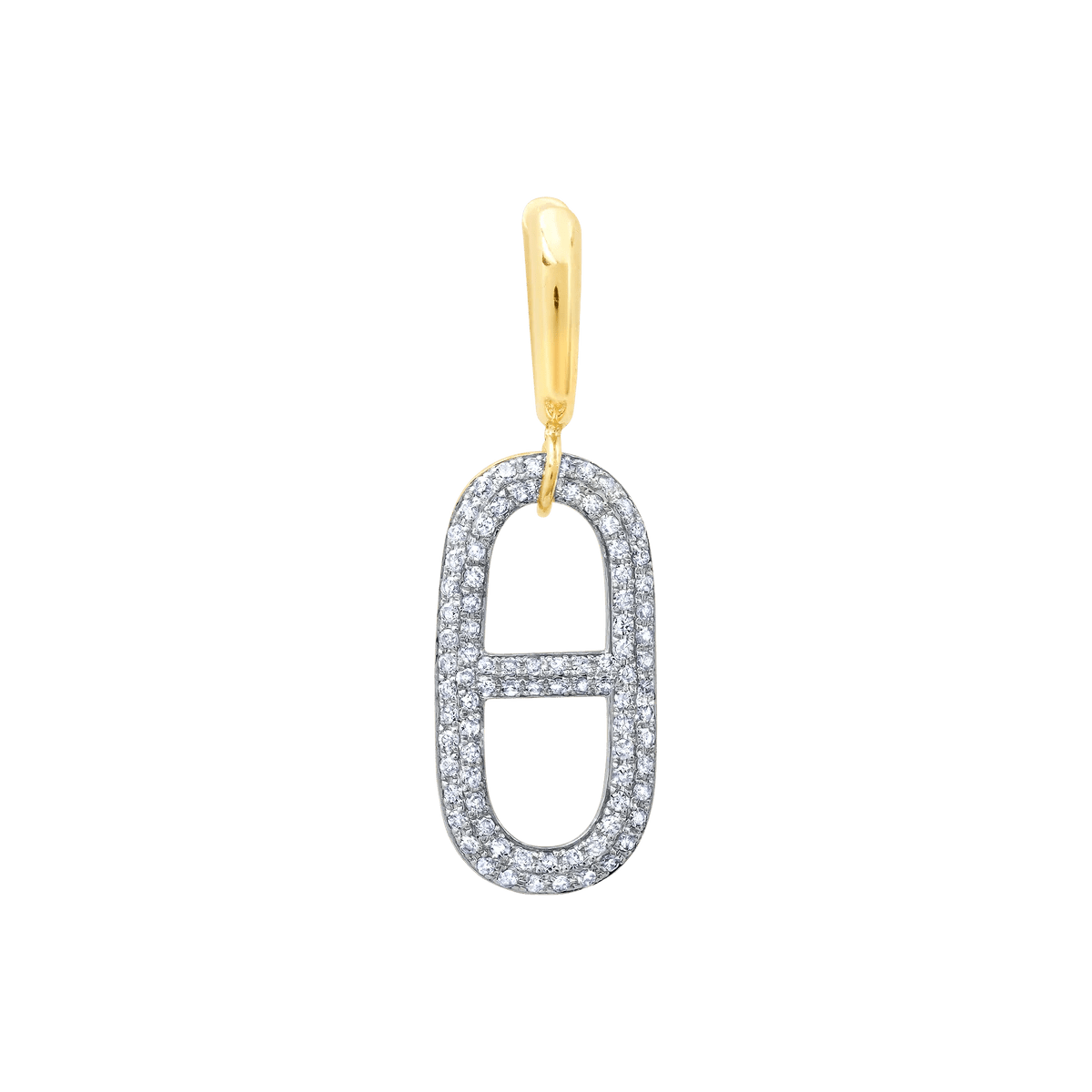 Gabriela Artigas Single Stirrup Link with White Pave Diamonds on 14K Colmillo Huggie - Homebody Denver