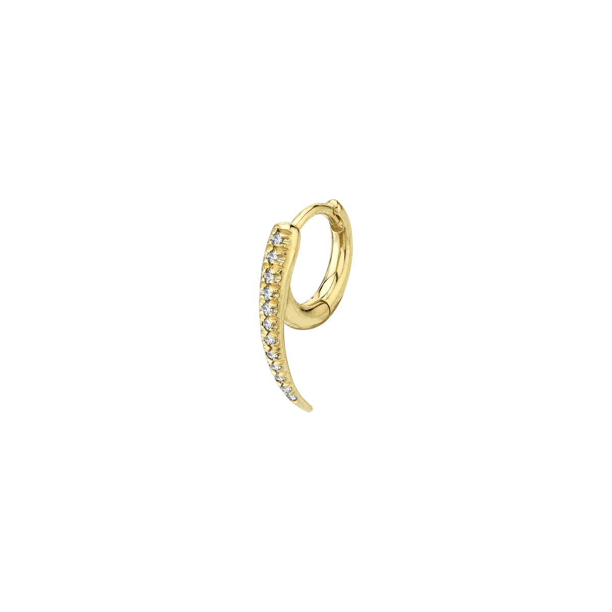 Gabriela Artigas Single Tusk Huggie in 14K Yellow Gold with Pavé Diamonds - Homebody Denver