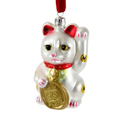 Lucky Cat Ornament White - Homebody Denver