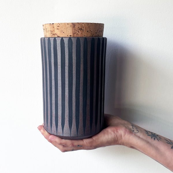 MQuan Canister Tall: Tucker Stripes Black, Medium - Homebody Denver