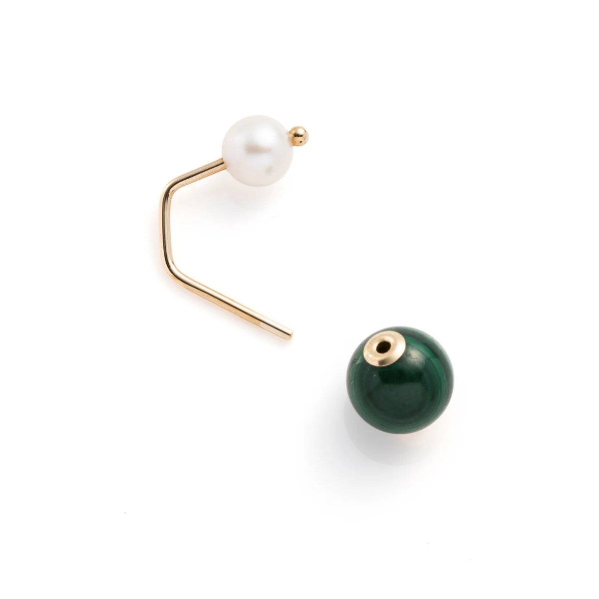 Hirotaka Single Bumble Bee Pearl Earring with Malachite Backing - Homebody Denver