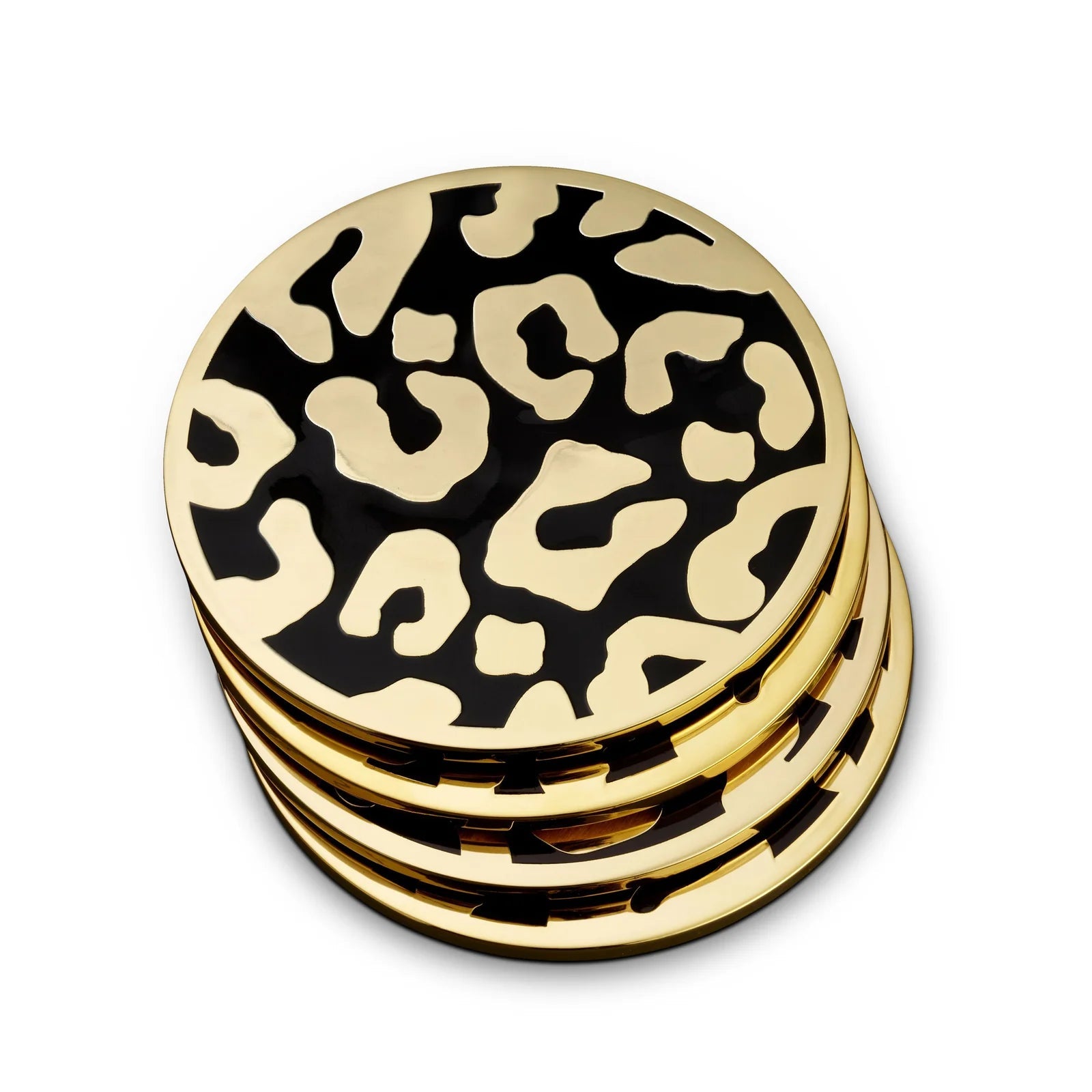 Mosaic & Strips Gold Carved Acrylic Coasters with White acrylic Base Pk/4  Coasters By Get Inspired