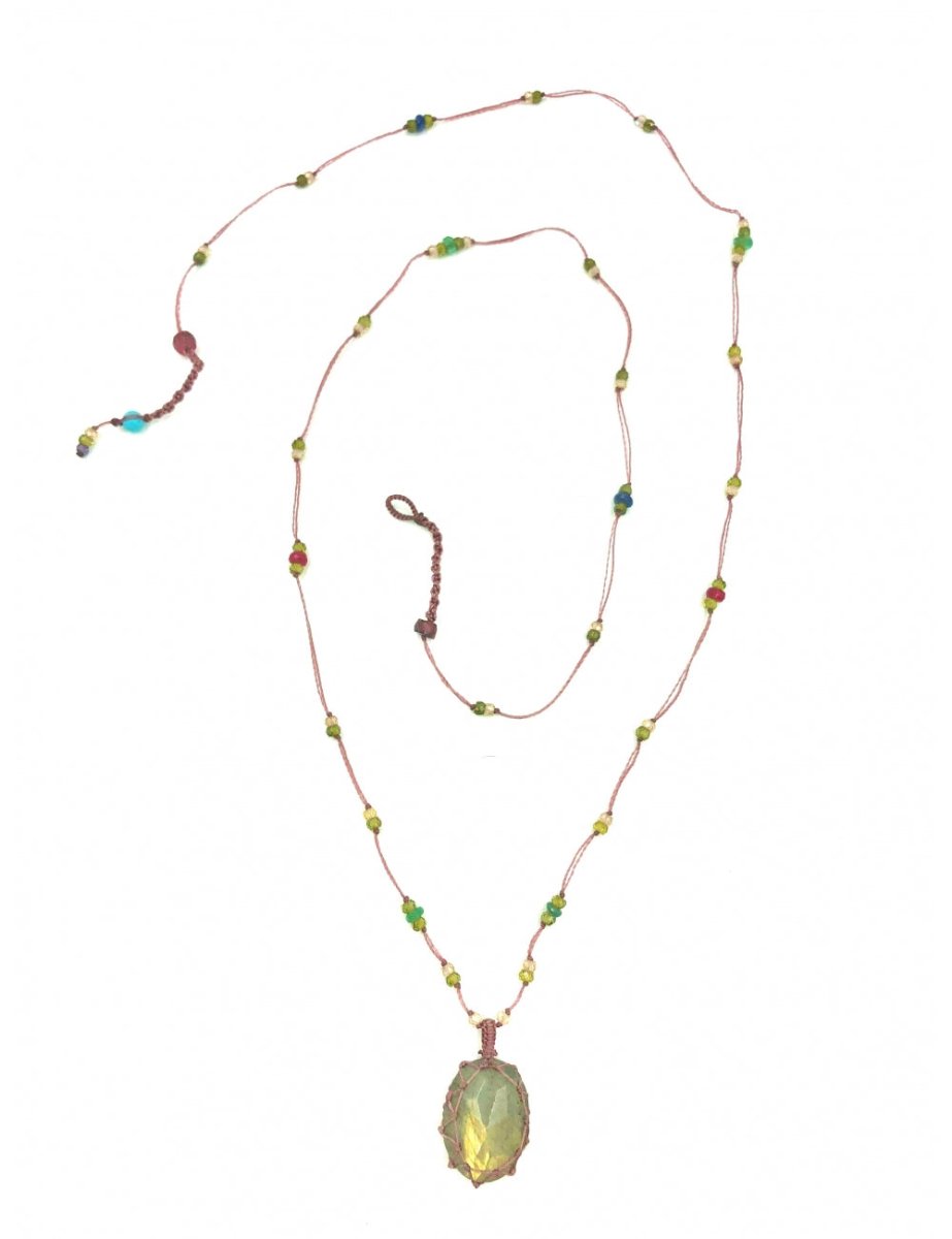 Short Tibetan Necklace with Semi Precious and Pendant Stone VVV - Homebody Denver